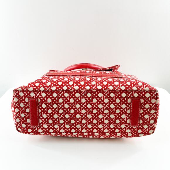 Kate Spade Geo Print Large Tote Bag Purse Red White - Picture 4 of 11